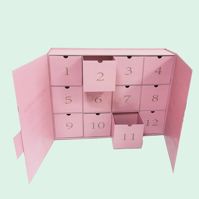HOLIDAYPAC Custom Advent Calendar Empty Luxury Cardboard Paper Gift Beauty Cosmetic Packaging Countdown Christmas Advent Calendar Box