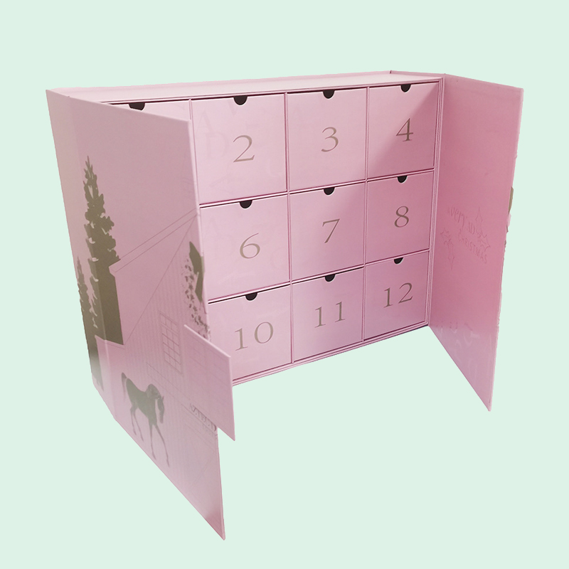 HOLIDAYPAC Custom Advent Calendar Empty Luxury Cardboard Paper Gift Beauty Cosmetic Packaging Countdown Christmas Advent Calendar Box