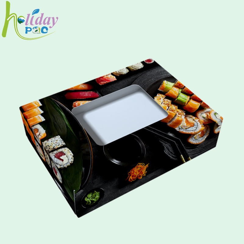 Custom Food Takeaway Sushi Paper Box with Window