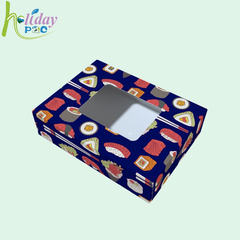 Custom Food Takeaway Sushi Paper Box with Window