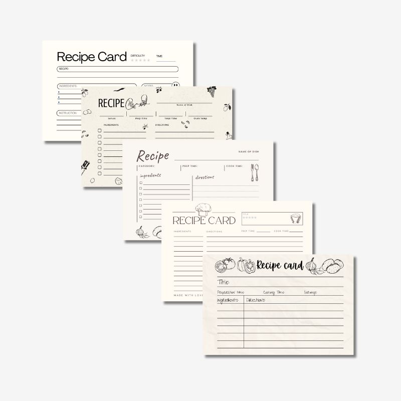 Printable Blank Double Sided Recipe Cards