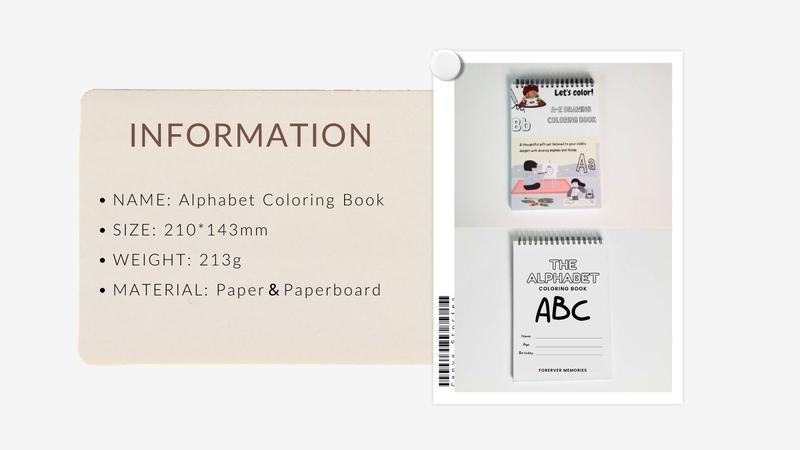 Custom Alphabet Coloring Book with Top-bound Spiral for Toddlers