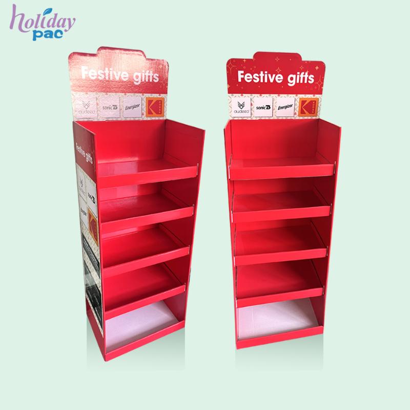 Custom Supermarket Battery Display Corrugated Paper Floor Display Stand For Energizer Rack Cardboard Display Stand - Holidaypac