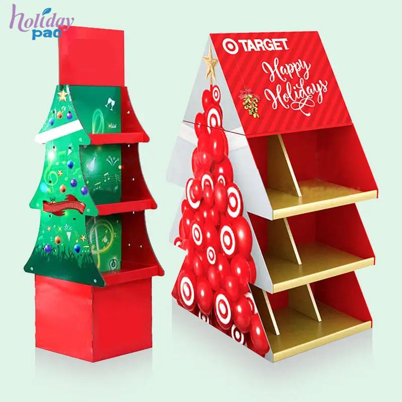 Custom Supermarket Christmas Festival Promotional Tree Display Rack Cardboard Pop Display Stand Chocolate Candy Display Stand - Holidaypac