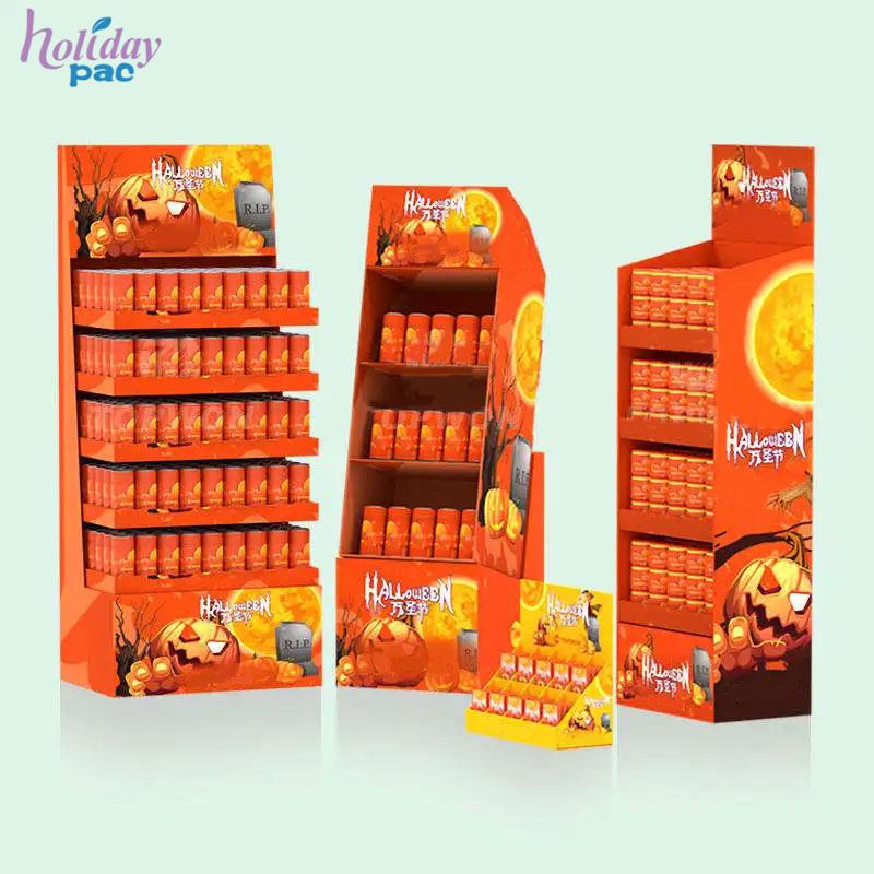 Hot Sale Halloween Promote Sales Display Rack Corrugated Cardboard Floor Display Stand Supermarket Retail Display Stand - Holidaypac