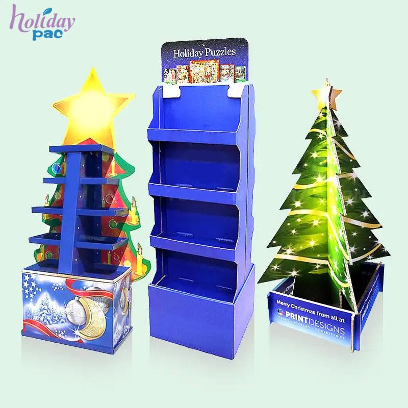 Hot Sale Christmas Festival Promotional Product Display Rack Cardboard Floor Display Stand Gift Christmas Tree Display Stand - Holidaypac