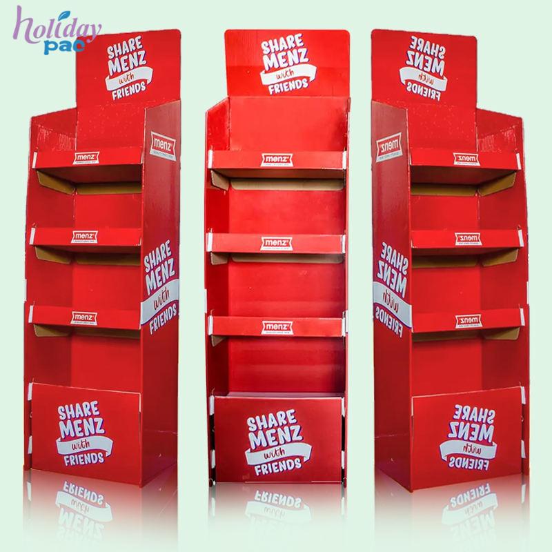 Promotional Portable Pos Cardboard Floor Display Stand Retail Product Pop Cardboard Display Stand - Holidaypac