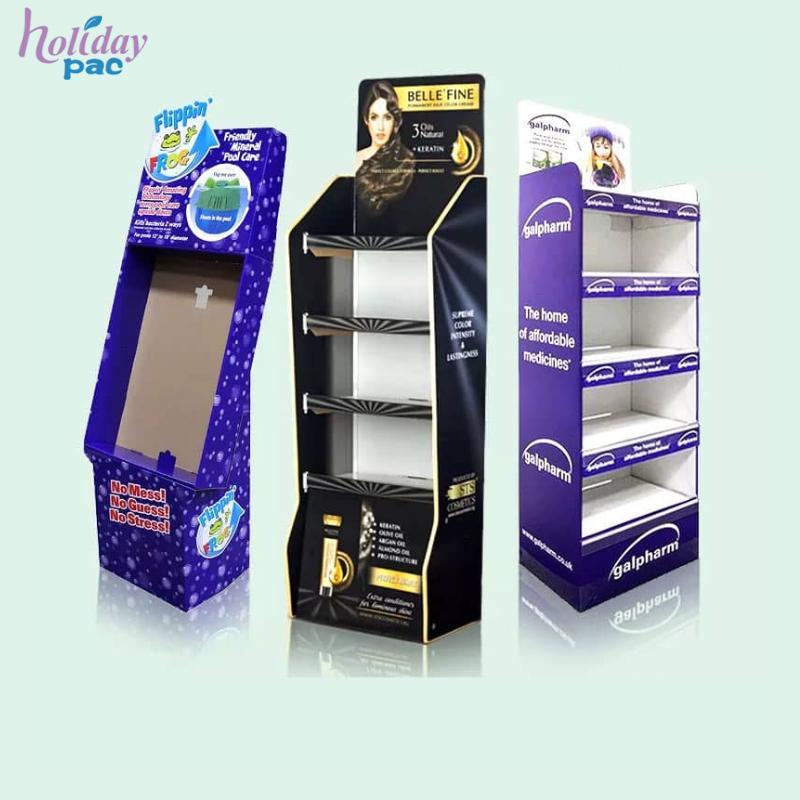 Supermarket Foldable POP Carton Stand Custom Retail Portable POS Cardboard Floor Display Exhibition Stand - Holidaypac