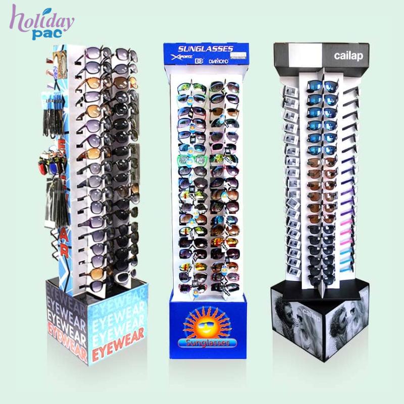 Custom Retail Hanging Paper Eyewear Display Rack Sun Eye Glasses Eyeglass Floor Cardboard Sunglasses Display Stand - Holidaypac