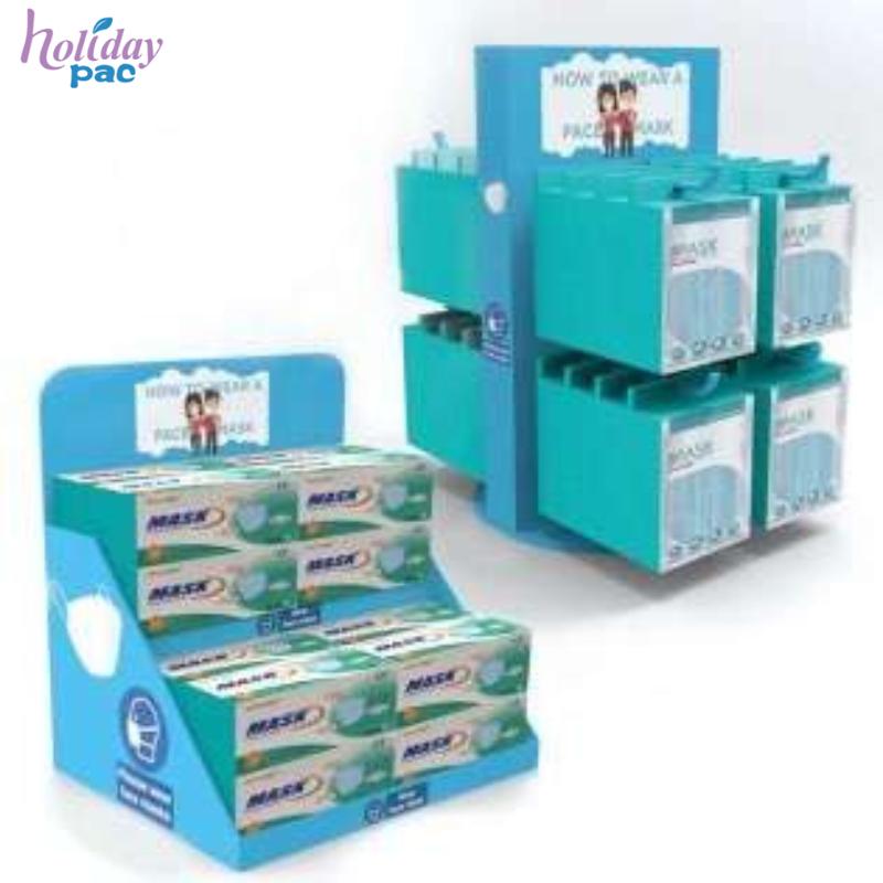 Cardboard Face Mask Display Stand Counter Display Hook Counter Display Customizable - Holidaypac