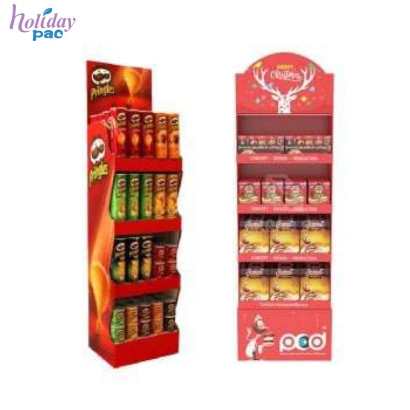 Supermarket Cardboard Chips With Stand For Snack Display Custom Display Stand For Chips,New Design Potato Chip Display Rack -Holidaypac