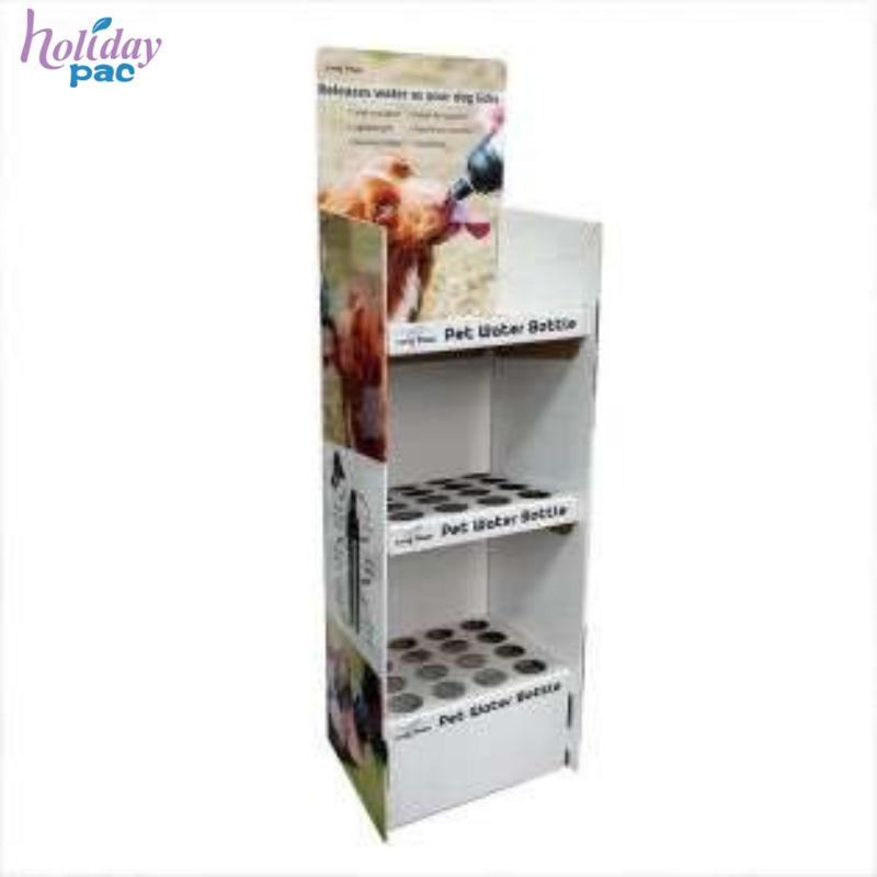 POP UP Floor Cardboard Pet Water Bottle Shelf Display Stands Racks For Pet Store - Holidaypac