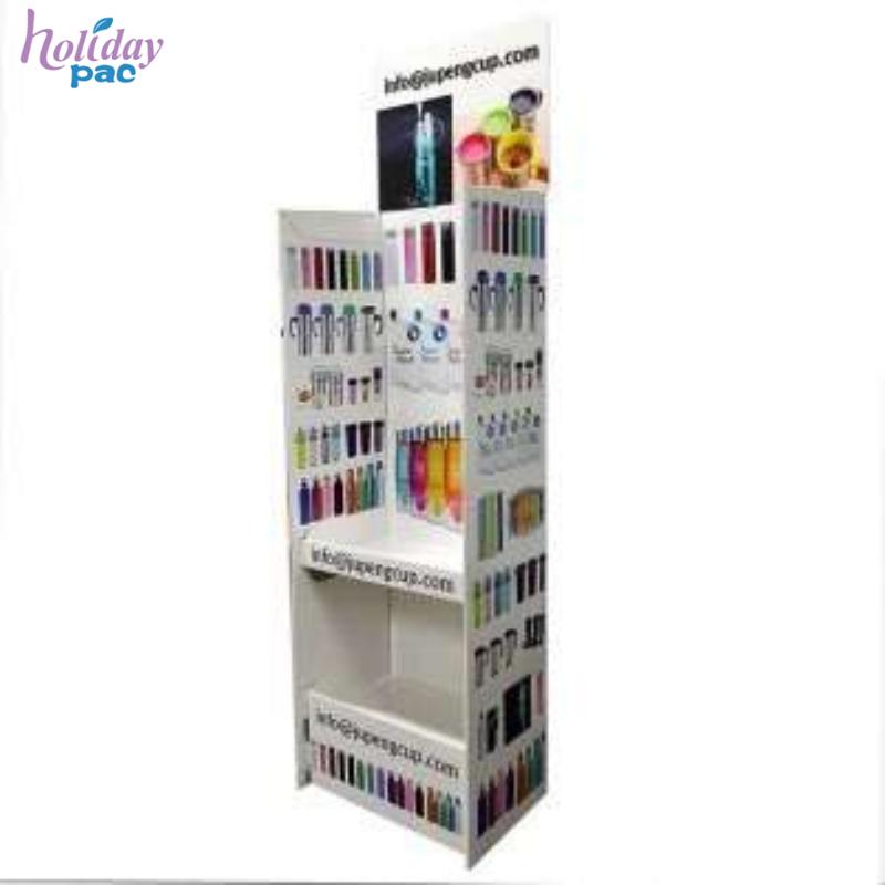 Floor Display For Bottles Retail Store, Floor Coffee Cups Display Corrugated Pop Display, Tumbler Mug Display Stand - Holidaypac
