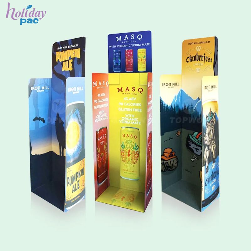 Custom Supermarket Corrugated Case Stackers Cardboard Floor Display Stand Beer/Wine/Drinks/Water Display Racks - Holidaypac