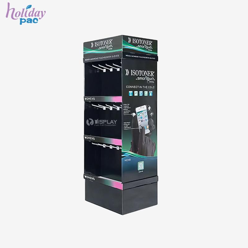 3 Shelves Floor Standing Rack Supermarket Hook Spinner Display Stand for Accessories Display - Holidaypac