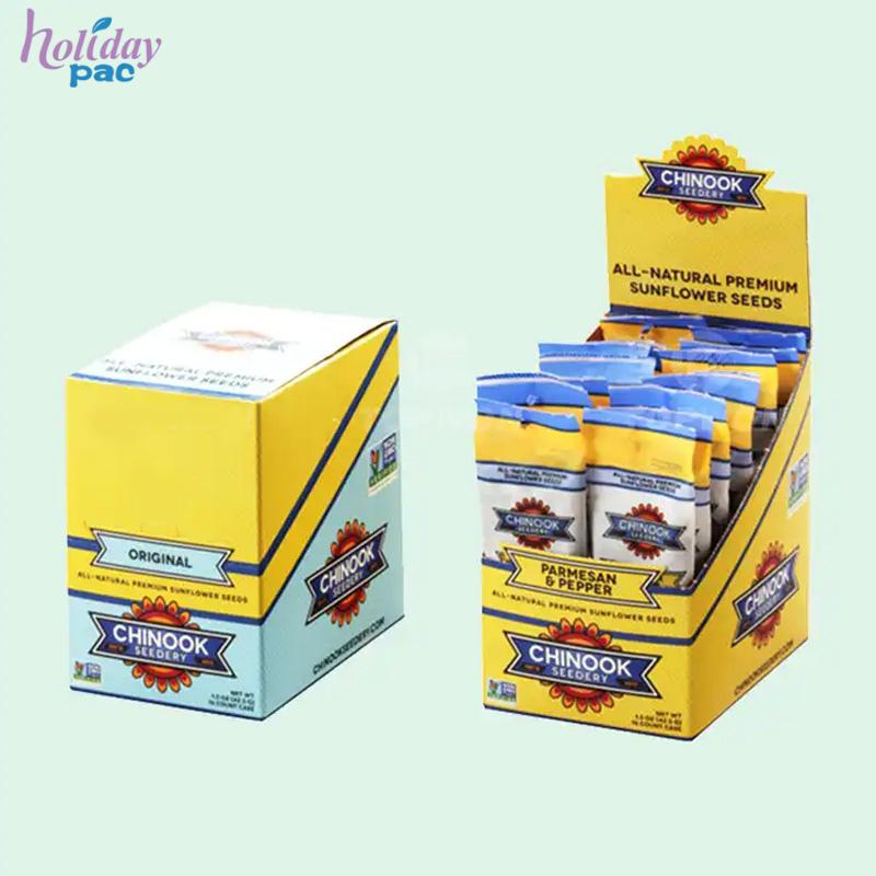 Custom Pre Roll Folding Cardboard Paper Pdq Counter Retail Display Packaging Box With Tear Off Line For Snack - Holidaypac