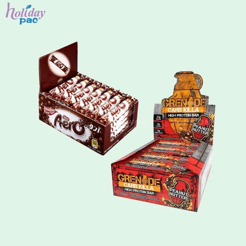 Shelf Ready Packing Takeaway Wedding Recycled Brown Kraft Paper Whey Protein Bar Box Packaging Protein Bar Display Box