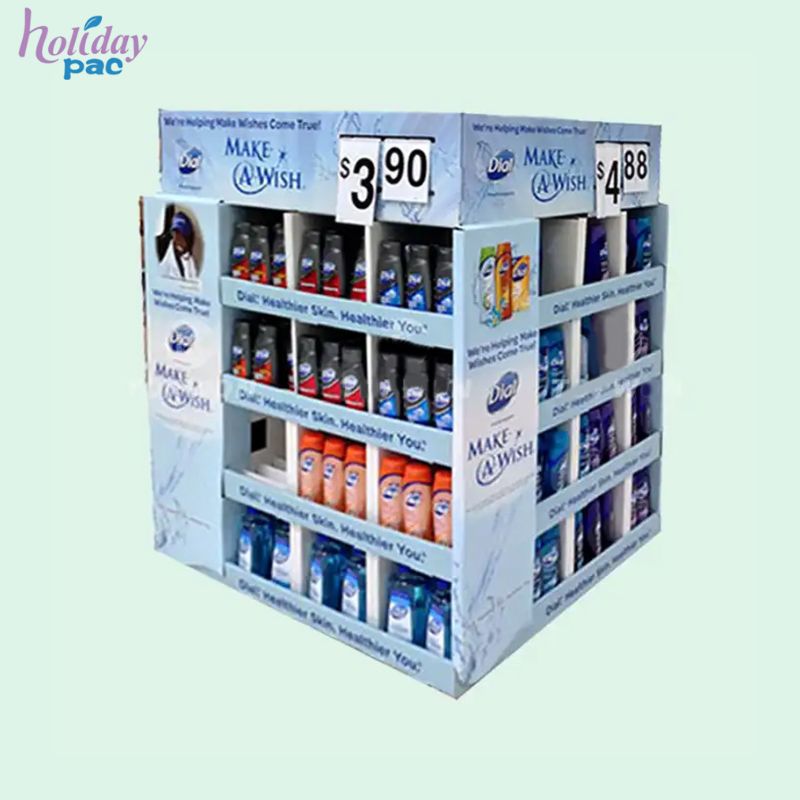 Hot Sale Supermarket Retail Engine Oil Pallet Display Cardboard Pop Pallet Display Stand Glass water Motor Oil Pallet Display
