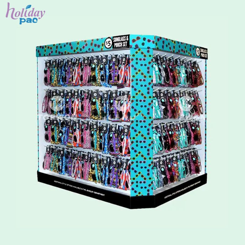 High Quality Supermarket Retail Eyeglasses Display Stand Cardboard Pop Pallet Display Rack Sunglasses Display Stand