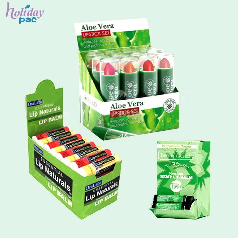 Custom Cardboard Corrugated Cosmetic Lipstick Lip Balm Display Packaging Box