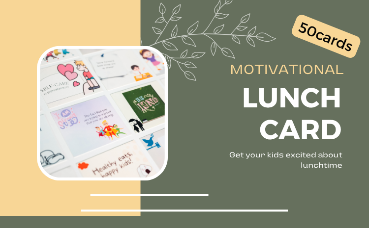 Motivational Lunch Cards for Kids & Adults - Healthy Meal Ideas with English Learning Quotes