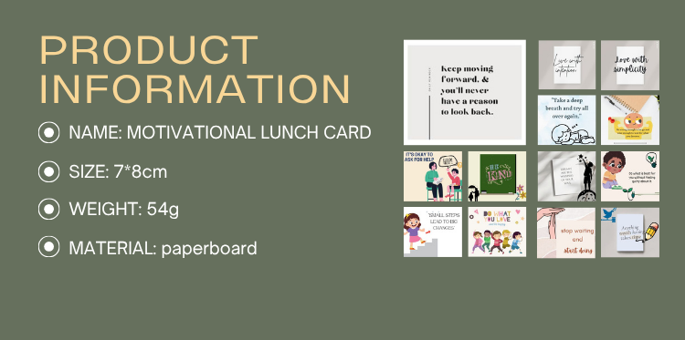 Motivational Lunch Cards for Kids & Adults - Healthy Meal Ideas with English Learning Quotes