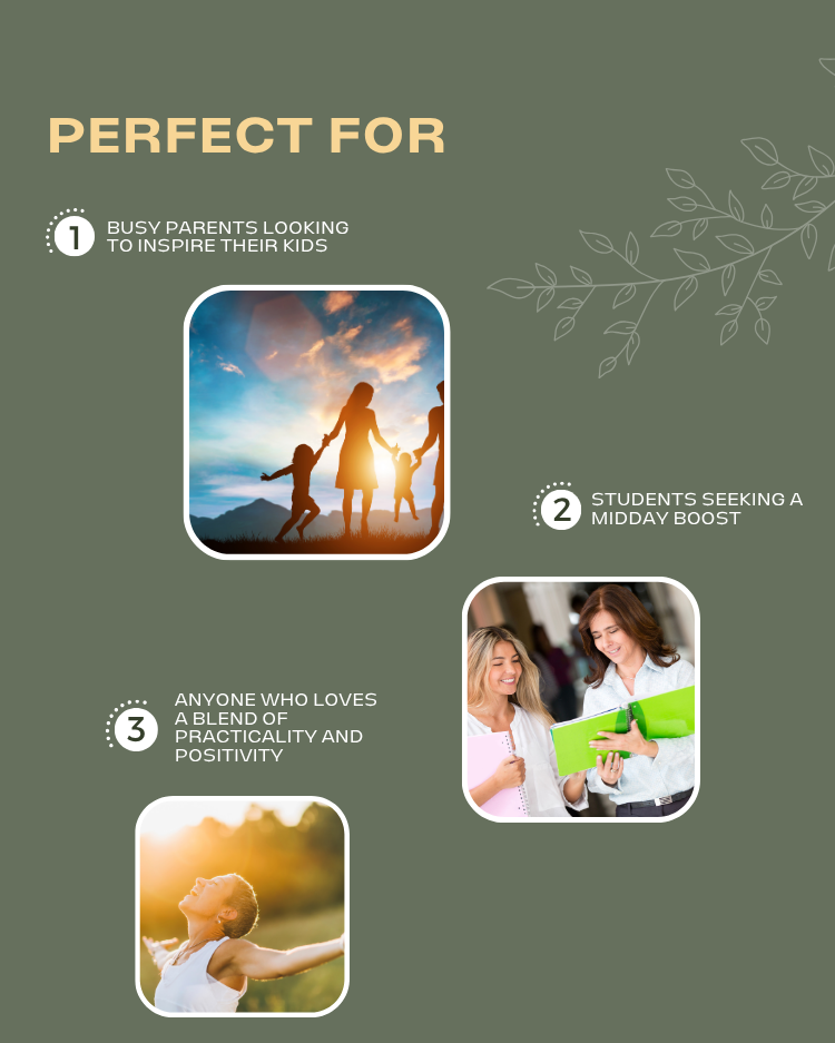 Motivational Lunch Cards for Kids & Adults - Healthy Meal Ideas with English Learning Quotes