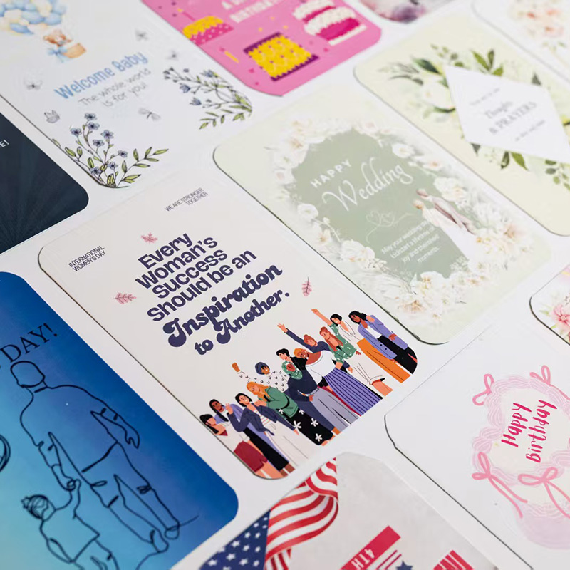Factory Custom Logo Creative Matte Lamination Thank You Printing Happy Birthday Holiday Multipack Greeting Cards