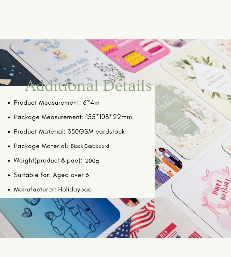 Factory Custom Logo Creative Matte Lamination Thank You Printing Happy Birthday Holiday Multipack Greeting Cards with Tin Box