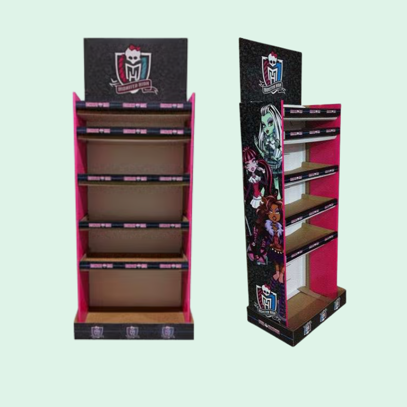 Custom Monster High Cardboard Floor Display Stand with Shelves for Dolls and Toys - Holidaypac