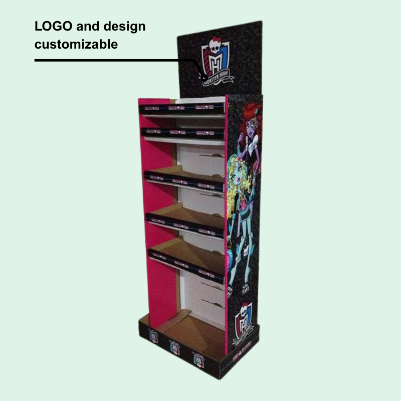 Custom Monster High Cardboard Floor Display Stand with Shelves for Dolls and Toys - Holidaypac
