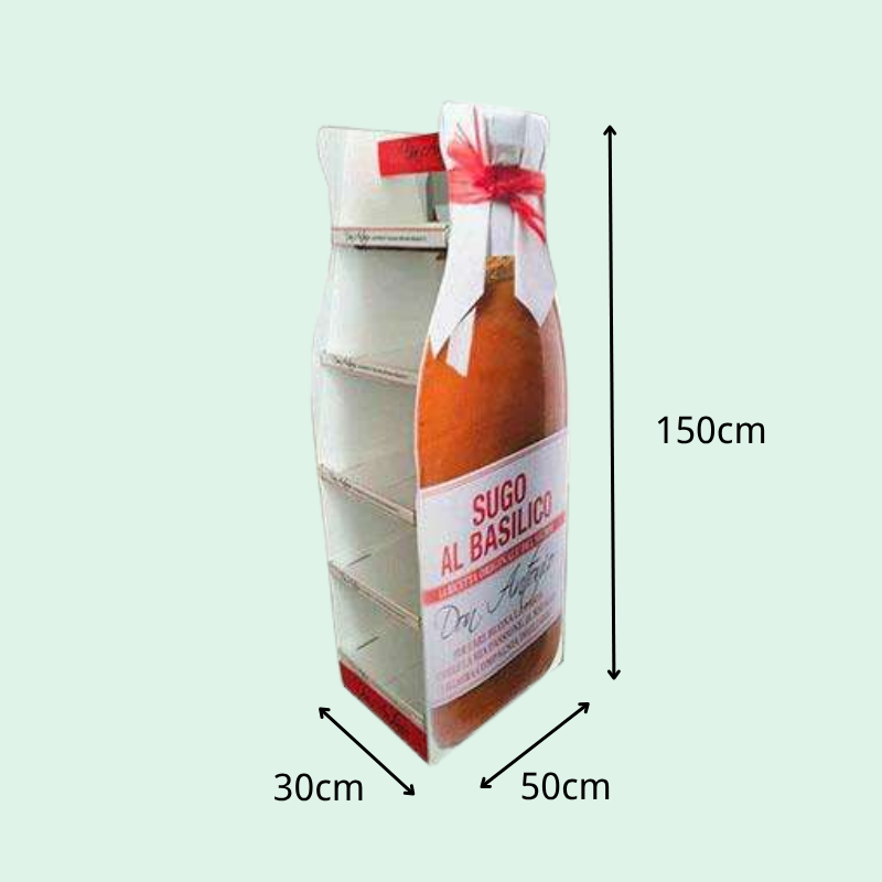 Custom Tomato Sauce Cardboard Floor Display with Bottle-Side Panels Design - Holidaypac