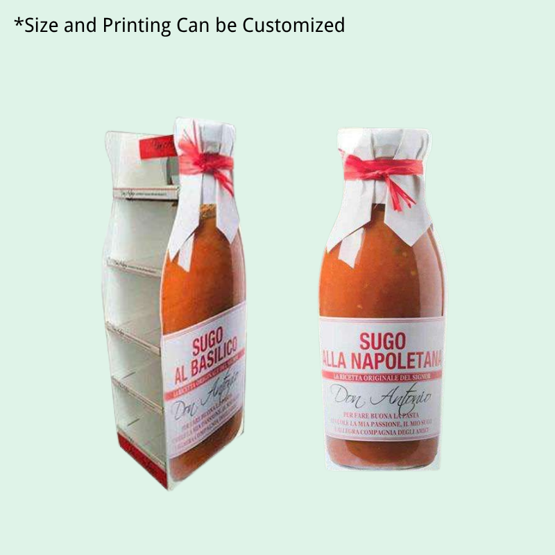 Custom Tomato Sauce Cardboard Floor Display with Bottle-Side Panels Design - Holidaypac