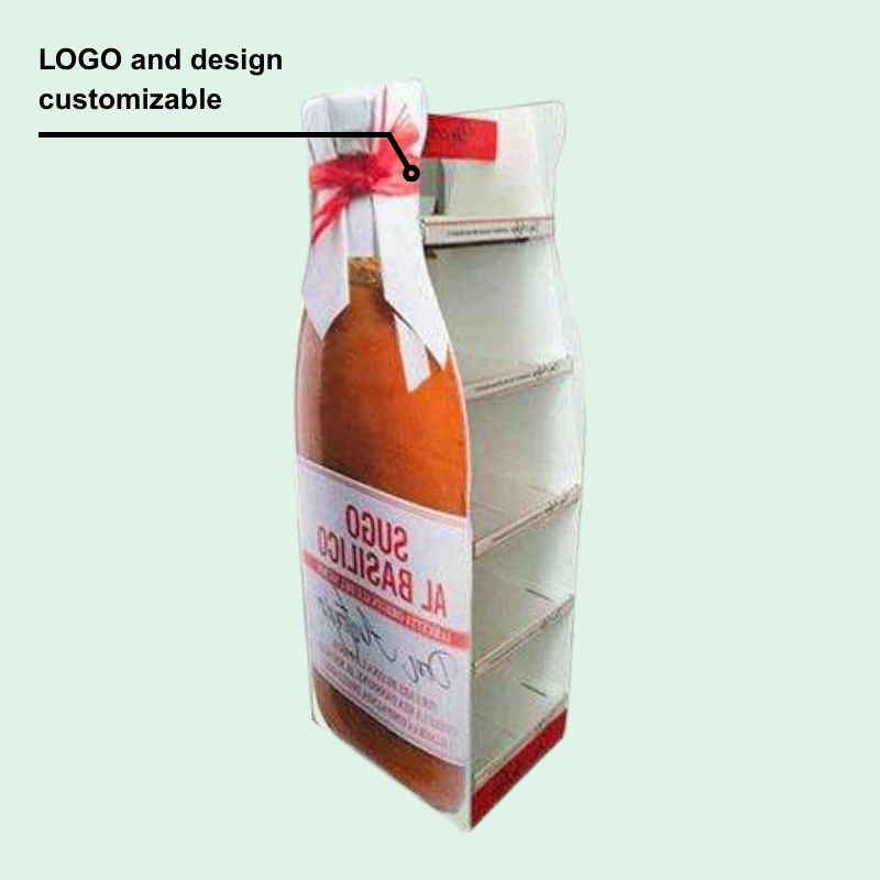 Custom Tomato Sauce Cardboard Floor Display with Bottle-Side Panels Design - Holidaypac