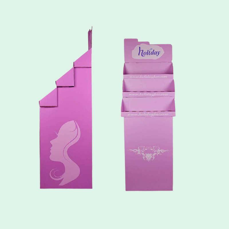 Custom Cardboard Floor Display Bins with 3-Tier for Bow Hair Brush - Holidaypac
