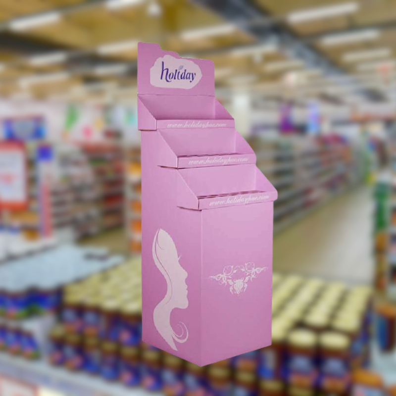 Custom Cardboard Floor Display Bins with 3-Tier for Bow Hair Brush - Holidaypac