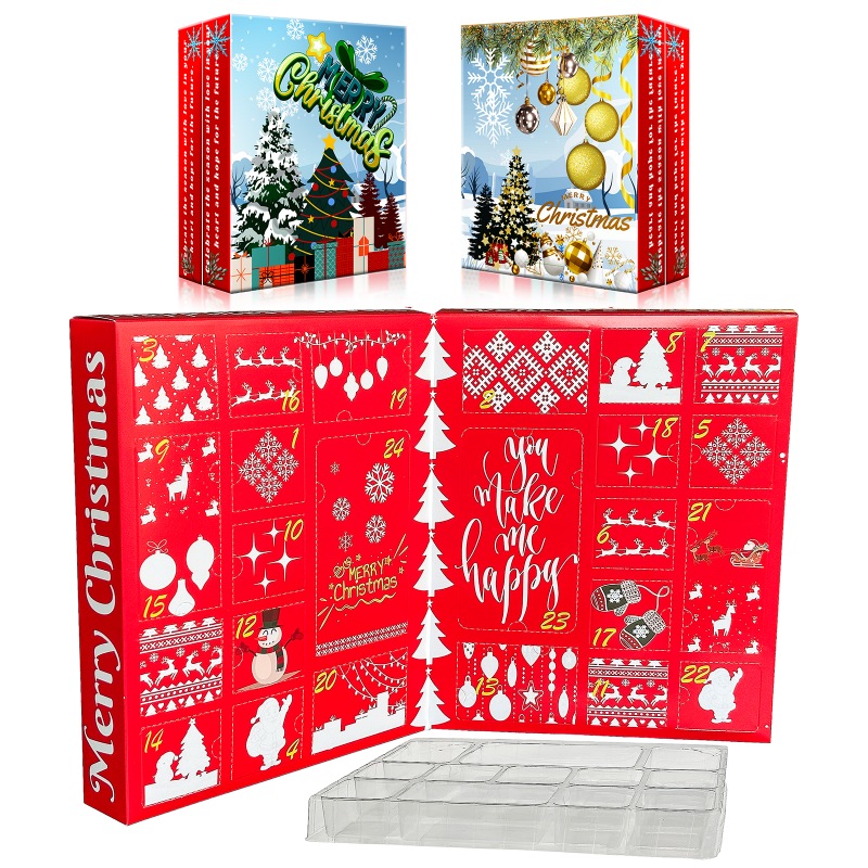 Custom Flip Open Christmas Advent Calendar Book Style Blind Box with 24 Holes - Holidaypac