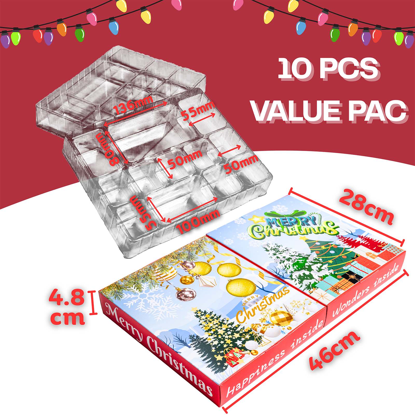 Custom Flip Open Christmas Advent Calendar Book Style Blind Box with 24 Holes - Holidaypac