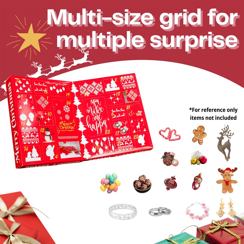 Custom Flip Open Christmas Advent Calendar Book Style Blind Box with 24 Holes - Holidaypac