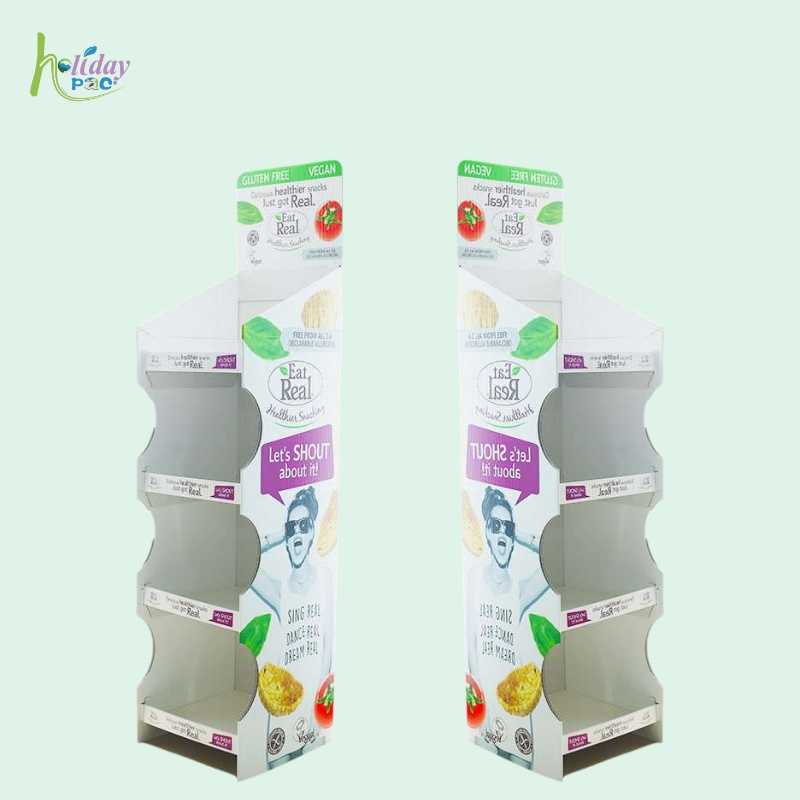 Custom Branded 5 Shelves Floor Carton Floor Display Rack for Chips-Holidaypac