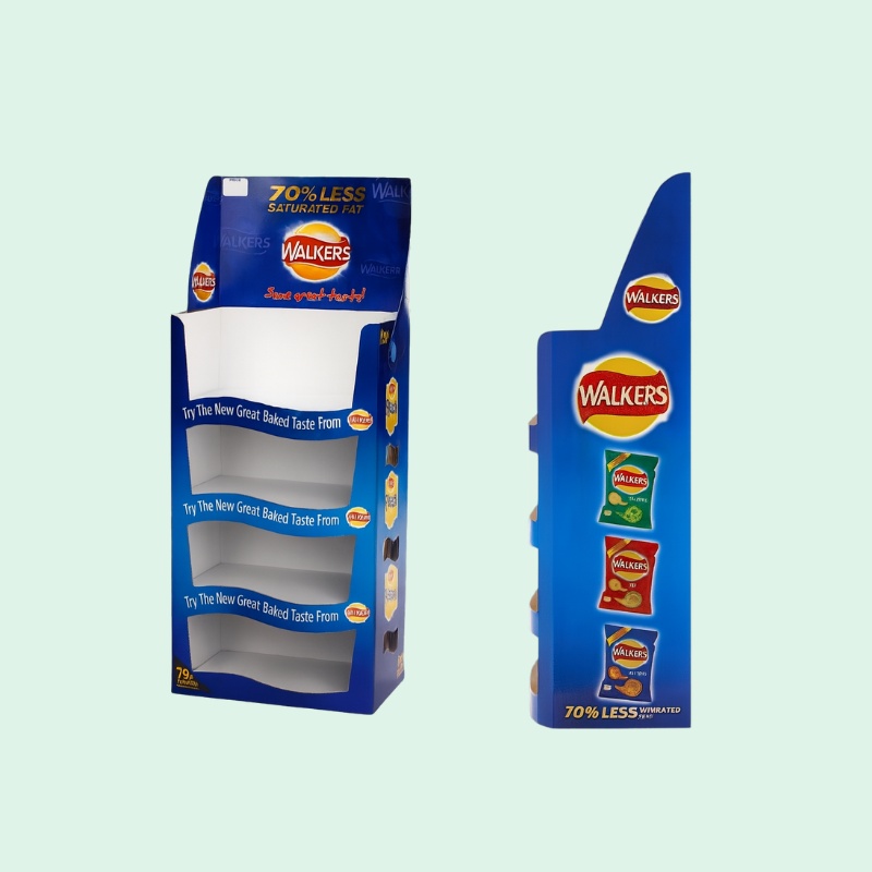 Custom Cardboard Chips Floor Display Stand with 4 Shelves - Holidaypac