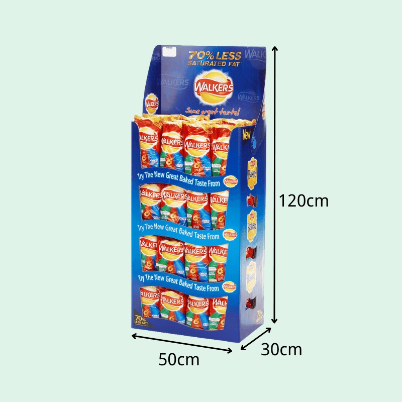Custom Cardboard Chips Floor Display Stand with 4 Shelves - Holidaypac