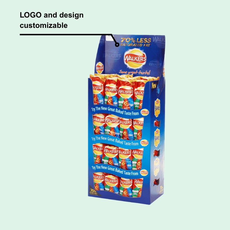 Custom Cardboard Chips Floor Display Stand with 4 Shelves - Holidaypac