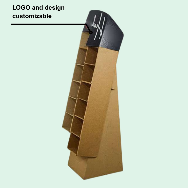 Custom Cardboard Floor Displays with 12 Pockets and Base for Retail-Holidaypac