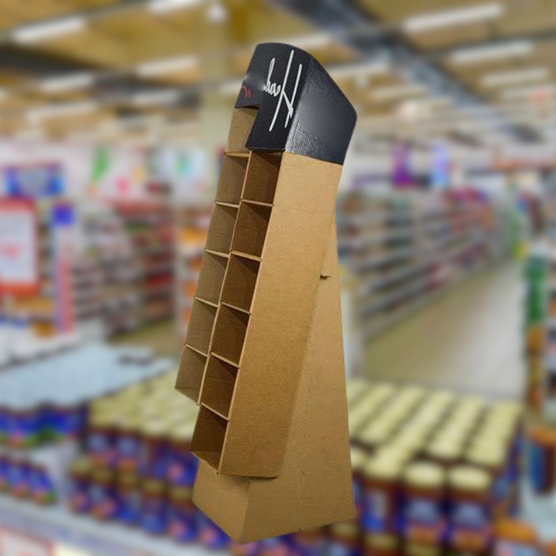 Custom Cardboard Floor Displays with 12 Pockets and Base for Retail-Holidaypac