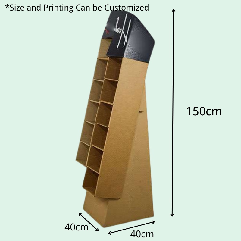 Custom Cardboard Floor Displays with 12 Pockets and Base for Retail-Holidaypac