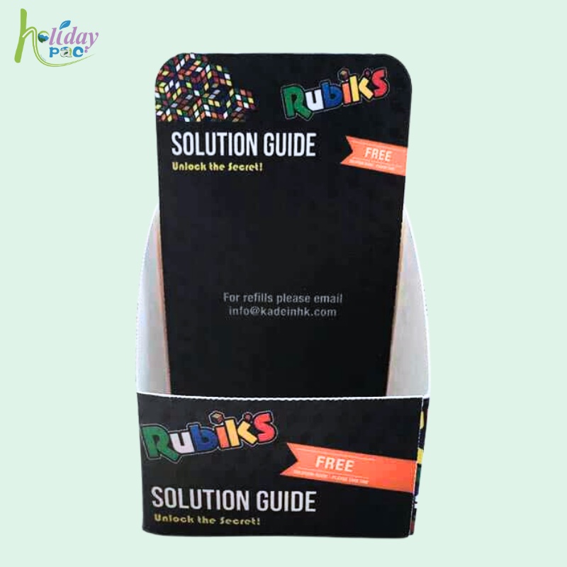 Custom Countertop Cardboard Display with Foldable Header for Rubik's Cube-Holidaypac