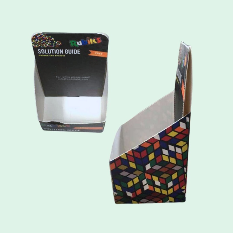 Custom Countertop Cardboard Display with Foldable Header for Rubik's Cube-Holidaypac