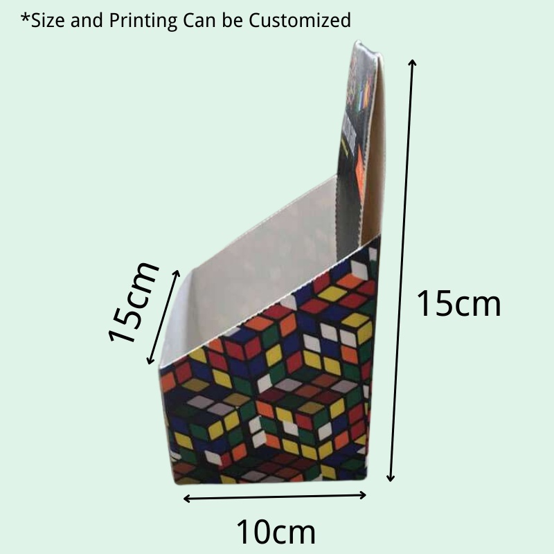 Custom Countertop Cardboard Display with Foldable Header for Rubik's Cube-Holidaypac