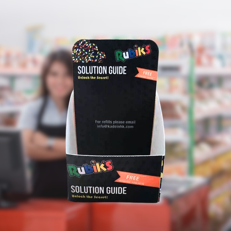 Custom Countertop Cardboard Display with Foldable Header for Rubik's Cube-Holidaypac